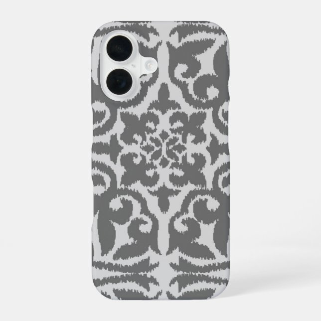 Ikat damask pattern - Light and Medium Grey Iphone Case (Back)