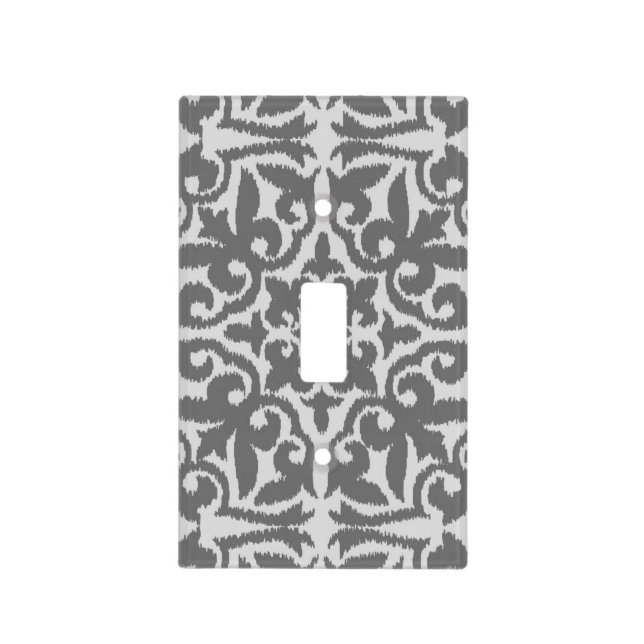 Ikat damask pattern - Light and Medium Grey Switch Cover (Front)