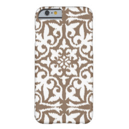 Ikat damask pattern - Taupe Tan and White Barely There iPhone 6 Case