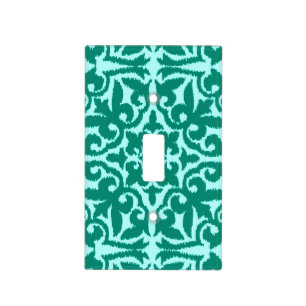 Ikat damask pattern - Turquoise and Aqua Light Switch Cover