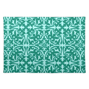 Ikat damask pattern - Turquoise and Aqua Placemat