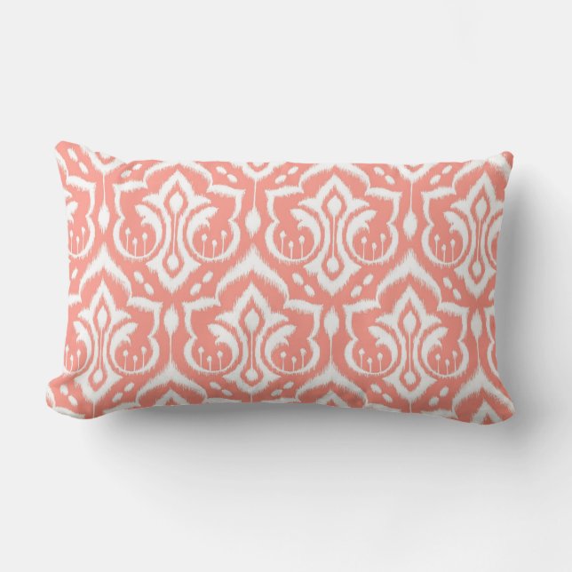 Ikat Damask - Peach Lumbar Pillow (Front)