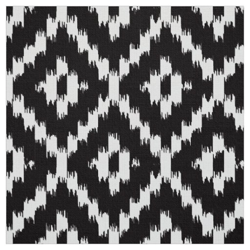 Ikat Diamond Pattern - Black and white Fabric | Zazzle