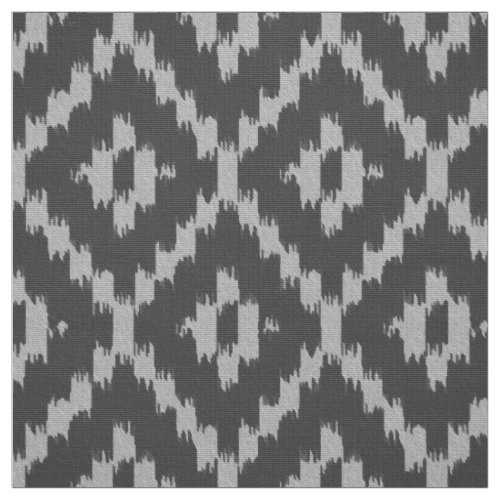 Ikat Diamond Pattern _ Charcoal and silver grey Fabric