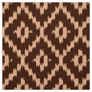 Ikat Diamond Pattern - Chocolate and pale peach Fabric