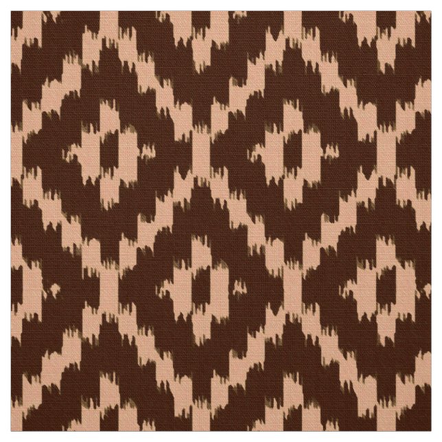 Ikat Diamond Pattern - Chocolate and pale peach Fabric (Swatch)
