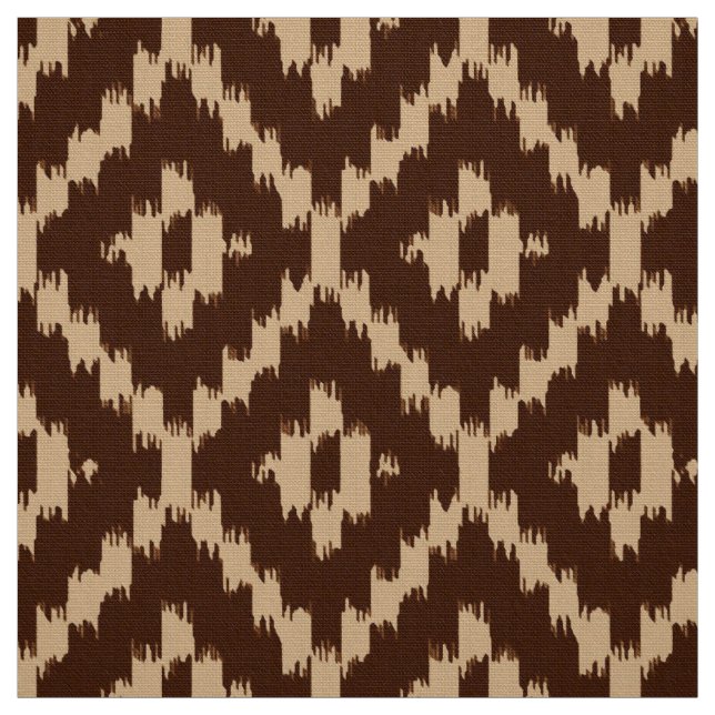 Ikat Diamond Pattern - Chocolate brown and beige Fabric (Swatch)