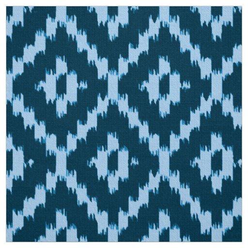 Ikat Diamond Pattern - Indigo and pale ice blue Fabric