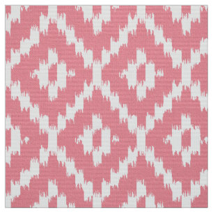 Ikat Diamond Pattern - Shell pink and white Fabric