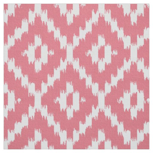 Ikat Diamond Pattern Shell pink and white Fabric Zazzle