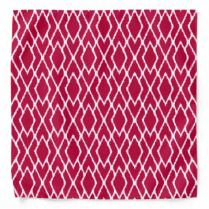 Ikat diamonds - Ruby red and white Bandana