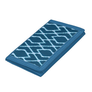 Ikat diamonds - Shades of denim blue Tri-fold Wallet