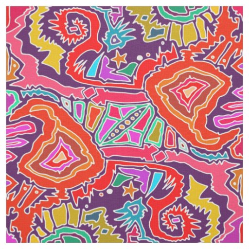 ikat doodle red fabric