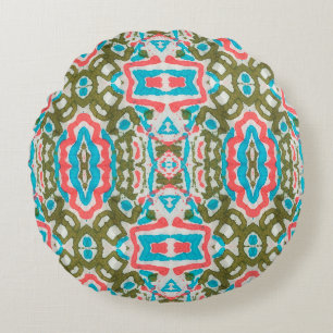 Ikat Ethnic Abstract Pattern. Shaman Pattern. Peni Round Pillow