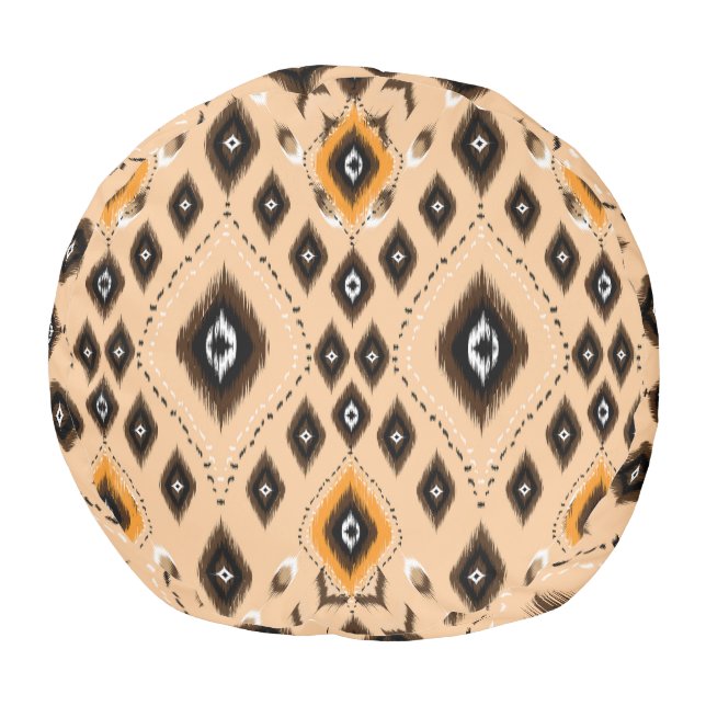 Ikat Ethnic Geometric Folklore Pattern Pouf (Bottom)