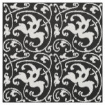 Ikat Floral Damask - Black and White Fabric