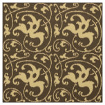 Ikat Floral Damask - Chocolate Brown and Tan Fabric