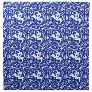 Ikat Floral Damask - Cobalt Blue and White Napkin