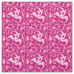 Ikat Floral Damask - Fuchsia and Pale Pink Fabric
