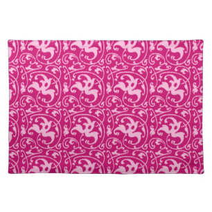 Ikat Floral Damask - Fuchsia and Pale Pink Placemat