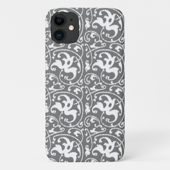 Ikat Floral Damask - Grey / Gray and White Case-Mate iPhone Case (Back)