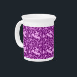 Ikat Floral Damask - Orchid and Purple Beverage Pitcher<br><div class="desc">Digital reproduction of an Art Nouveau damask pattern with a striated,  Ikat woven texture - Light orchid pink on a deep amethyst purple background</div>