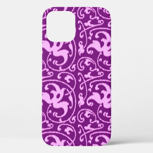 Ikat Floral Damask _ Orchid and Purple iPhone 12 Case