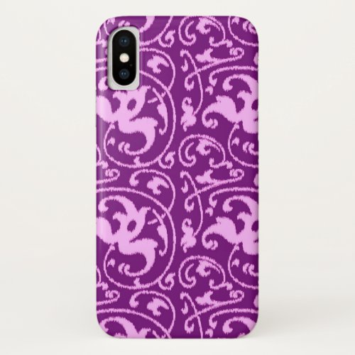 Ikat Floral Damask _ Orchid and Purple iPhone XS Case