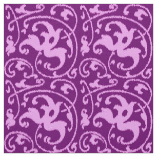 Ikat Floral Damask - Orchid and Purple Fabric