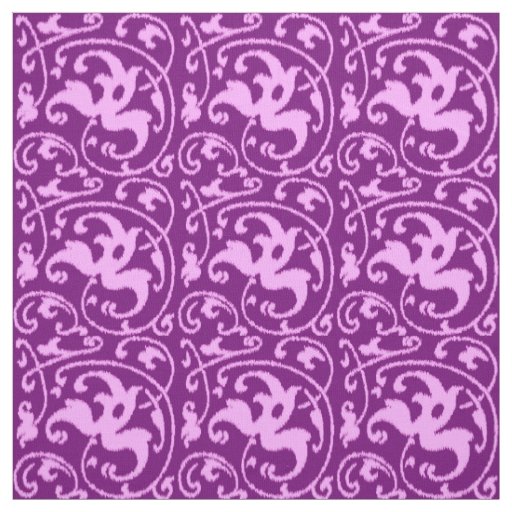 Ikat Floral Damask - Orchid and Purple Fabric