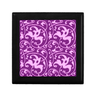 Ikat Floral Damask - Orchid and Purple Jewelry Box
