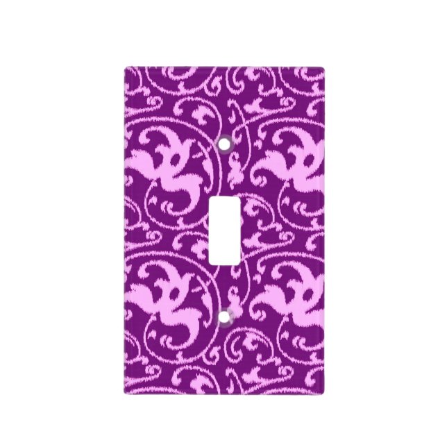 Ikat Floral Damask - Orchid and Purple Light Switch Cover (Front)