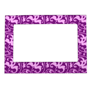 Ikat Floral Damask - Orchid and Purple Magnetic Frame