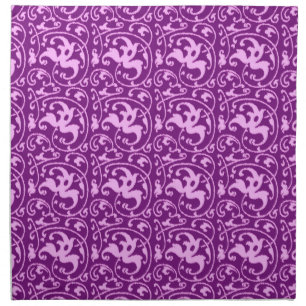 Ikat Floral Damask - Orchid and Purple Napkin