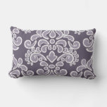 Ikat Floral Damask Plum And Lavender Lumbar Pillow at Zazzle