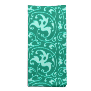 Ikat Floral Damask - Turquoise and Aqua Cloth Napkin