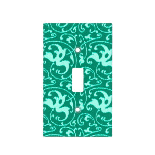 Ikat Floral Damask - Turquoise and Aqua Light Switch Cover