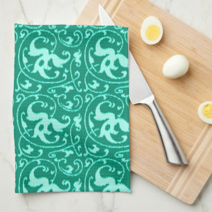 Ikat Floral Damask - Turquoise and Aqua Towel