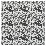 Ikat Floral Damask - White and Black Fabric