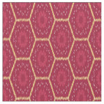 Ikat Floral Fabric Red and Gold Pattern