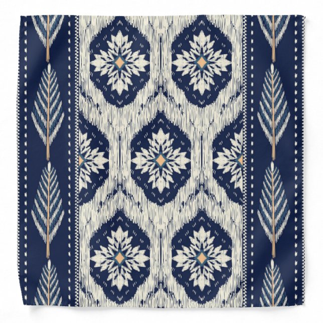 Ikat Floral Paisley Pattern Bandana (Front)