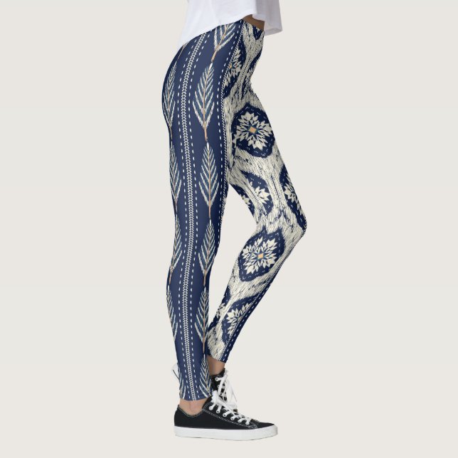 Ikat Floral Paisley Pattern Leggings (Right)