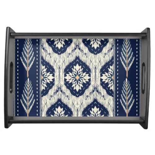 Ikat Floral Paisley Pattern Serving Tray