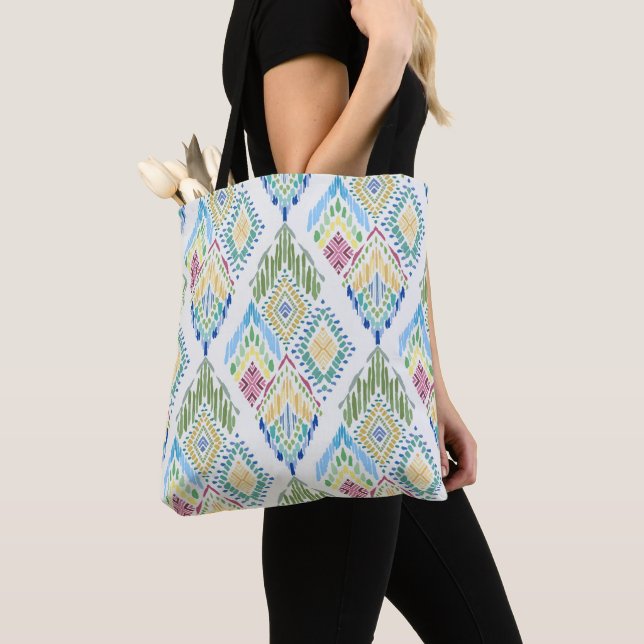 Ikat Floral Seamless Pattern Tote Bag (Close Up)