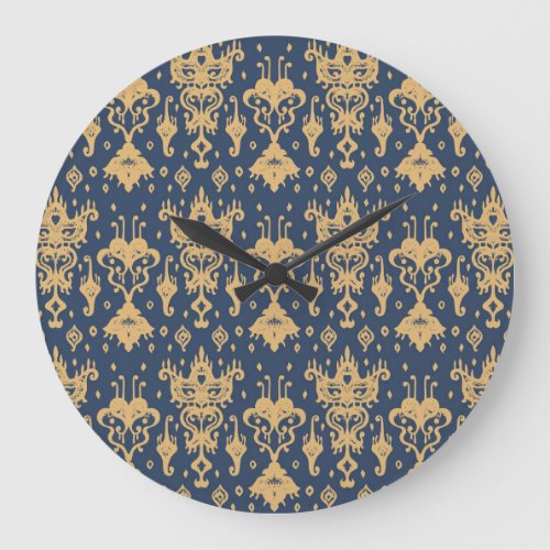 Ikat folklore ornament oriental pattern large clock