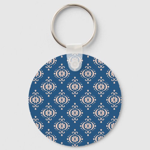 Ikat Geometric Folklore Damask Ornament Keychain