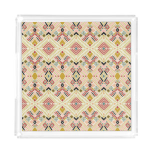 Ikat geometric folklore, oriental damask pattern. acrylic tray
