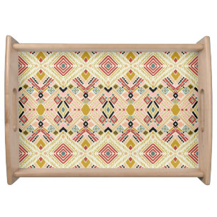 Ikat geometric folklore, oriental damask pattern. serving tray