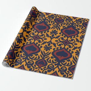 Ikat geometric folklore ornament. Oriental damask Wrapping Paper