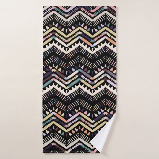 Ikat geometric folklore ornament. Tribal scandinav Bath Towel (Bath Towel)